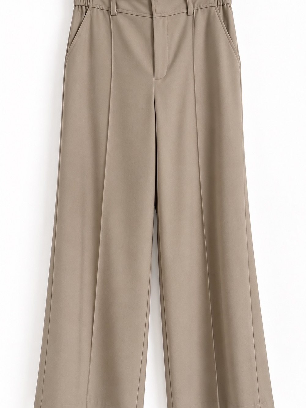 SIMKHAI Wool Blend Wide Leg Trousers Taupe Size 10